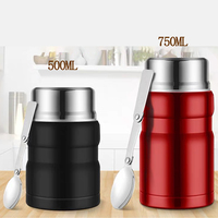 Boîte à lunch et bol à soupe isothermes de luxe en acier inoxydable 18/8 304 à double paroi, capacité 500 ml/750 ml, récipient alimentaire