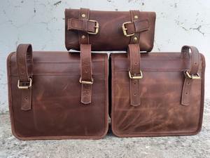 Bolsa de sillín de cuero de piel de búfalo Unisex para viaje, bolsa de motocicleta, bolsa de noche para equipaje de viaje conveniente - Product Image 2