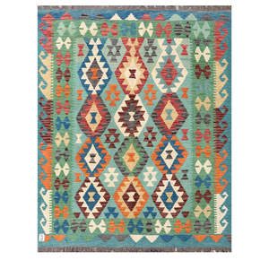 Alfombra Kilim de Maimana, Afganistán, 199 x 158 cm, Alfombras y Juegos de Alfombras - Product Image 1
