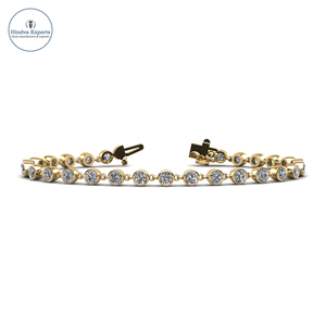 Estilo Vintage 2.04Ct Lab Grown Diamond Tennis Bracelet 14K Oro sólido Bola religiosa Número Mujeres Compromiso IGI Moda - Product Image 1