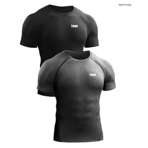 T-shirt de compression de sport hommes entraînement de gymnastique entraînement course couche de base athlétique respirant coupe ajustée haut de fitness à séchage rapide - Product Image 2