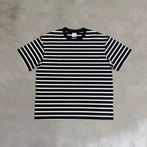 Camiseta transpirable de gran tamaño con hombros caídos de alta calidad, camiseta con patrón de rayas de cuello redondo para hombres - Product Image 4