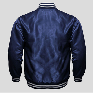 Chaqueta de satén de béisbol vintage a la moda personalizada OEM para hombre Bomber ligero de estilo de equipo personalizable a granel aceptado - Product Image 2