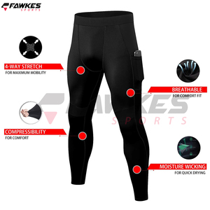 Pack personnalisé de leggings de compression pour hommes, pantalon d'entraînement, leggings de gymnastique athlétique avec poches pour homme, taille L - Product Image 2
