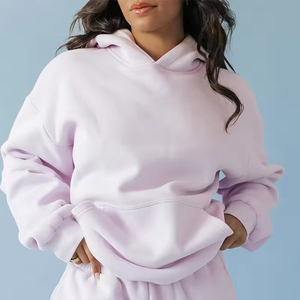 Ensemble de survêtement pour femmes, sweat-shirt à capuche surdimensionné en coton respirant et lourd, pantalon de jogging, vente chaude - Product Image 4