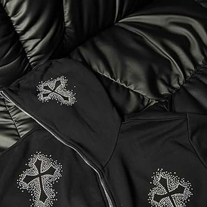Nouveauté Sweat-shirts pour hommes de qualité supérieure avec motif en strass uni 100% coton polaire imperméable pour la saison hivernale - Product Image 2