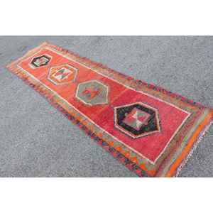 2.9x9.8 ft <b>Runner</b> Vintage Rug, Turkish Rug, <b>Red</b> Black Southwestern Wool Rug - Product Image 4