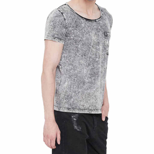 Haute qualité hommes lavage à l'acide t-shirts dernier Style brodé solide motif Top qualité vêtements d'été nouvelle mode OEM Services - Product Image 6