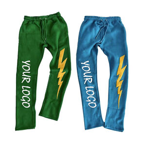 2025 Pantalon de survêtement empilé pour hommes avec logo personnalisé High Street Hip Hop 3D Puff Print Jogger Pantalon de survêtement Pantalon de survêtement évasé décontracté - Product Image 4