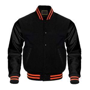 Chaqueta universitaria de béisbol personalizada para hombre, bombardero de lona con cuello levantado y logotipo frontal deportivo, chaqueta de béisbol lisa - Product Image 2