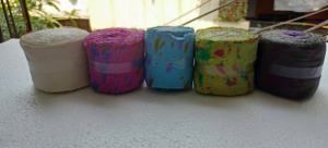 Custom Made 100% Silk Sari <b>Ribbon</b> Rolls Plain Natural Color and Tie and Dye Single Face for Crafts - Product Image 2