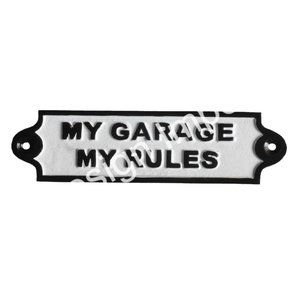 My Garage My Rules Plaque murale en fonte Plaque élégante Panneau général pour garage et salles d'exposition automobiles montées - Product Image 1
