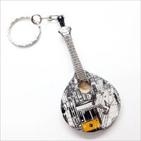 Porte-clés de guitare portugais Miniature en bois pour la décoration