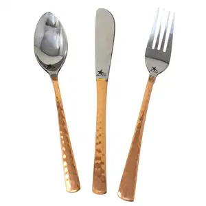 Kit di utensili per la cena in acciaio inossidabile set di posate fantasia classiche fatte a mano con steli in tono di rame set di posate da tavola di buona qualità