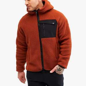 Winter Jacket Men Fleece Coats Solid Color <b>Pockets</b> Fleece Warm <b>Hoodies</b> <b>Zip</b> Up Jacket Factory Customized Sherpa - Product Image 5