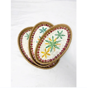 Bandeja de Ratán con Madreperla de Lujo, Decoración del Hogar, Bandeja para Servir, Suministro al por Mayor - Product Image 6