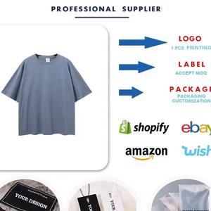 Camiseta de manga corta de algodón 100% para hombre de peso pesado Camiseta de cuello redondo de gran tamaño cómoda con patrón de marca de impresión DTF - Product Image 3