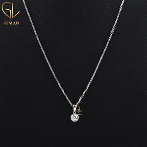 Design à la mode vente chaude 1 ct coupe ronde Moissanite diamant D VVS lunette ensemble 14k or Solitaire collier pour les femmes - Product Image 1