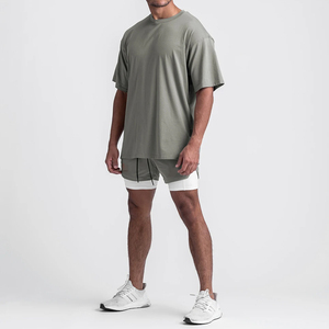 Camiseta con estampado de logotipo personalizado para hombre y mujer, Camiseta de algodón 100% de gran tamaño, camiseta informal para gimnasio, correr, trotar, camiseta Unisex de alta calidad - Product Image 2