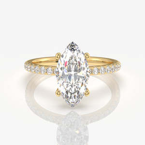 Marquise Cut Lab Grown Diamond <b>Set</b> in 9K <b>Gold</b> Elegant Pave Engagement <b>Ring</b> - Product Image 1