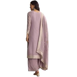 Lavanda púrpura Banarasi Georgette Palazzo traje al por mayor mujeres Ropa Étnica OEM fábrica de ropa proveedor a granel moda personalizada - Product Image 4