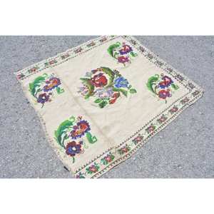 Traditional Beige Green 3.3 X 3.5ft Woolen Living Room Carpet Vintage Turkish Aubusson Patchwork Rectangle Hallway Shape Latex - Product Image 2