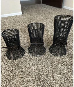 Set 3 Luxury Vintage Black Iron Wire <b>Candle</b> <b>Holders</b> Powder Coated Pillar Wrought Iron Decorative <b>Holder</b> for Home Christmas Other - Product Image 1