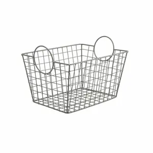 High Quality Iron Black Powder coating Mesh Metal Wire Basket for Kitchen Storage and Food