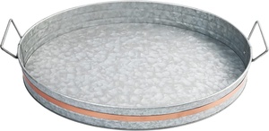 ถาดวงรีโลหะชุบสังกะสีพร้อมการตัดแต่งทองแดงการใช้งานสำหรับบ้านโรงแรมบาร์ร้านอาหารโอกาสแต่งงานการออกแบบใหม่ผู้ซื้อเชิงพาณิชย์ - Product Image 2