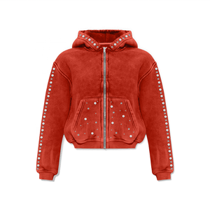 Sweat à capuche streetwear personnalisé de haute qualité polaire vierge fermeture éclair double couche vintage délavé à l'acide délavé au soleil sweats à capuche avec poches en détresse - Product Image 4