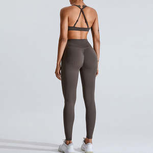 กางเกงโยคะระบายอากาศแบบถักเอวสูงสำหรับผู้หญิงเลกกิ้งออกกำลังกายเลกกิ้งออกกำลังกาย - Product Image 1