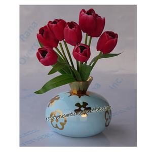 Jarrón de brotes de aluminio y metal decorativo para mesa moderna para interiores de casa con patrón floral al mejor precio del proveedor - Product Image 5