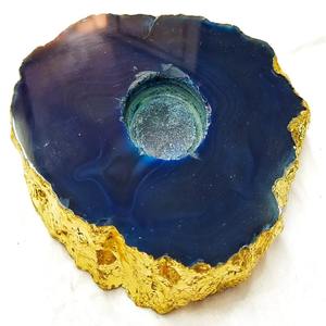 เชิงเทียนหินอาเกตสีฟ้าน้ำทะเลอันมีเสน่ห์พร้อมขอบสีทองหรูหรารายละเอียดตู้ทำด้วยมือแบบพรีเมี่ยมดึงบ้านและสำนักงาน - Product Image 4