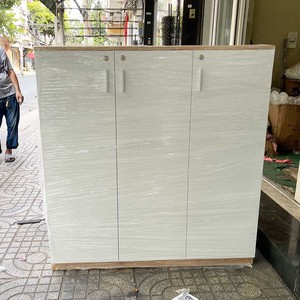 Minimally Designed 3-Tier Steel Rubber Wood Filing <b>Cabinet</b> Hinged Door <b>Lock</b> Adjustable 120x40x126cm for Office Workshop-THS68035 - Product Image 3