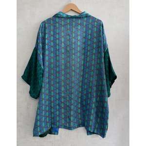 <b>Women</b> Plus Size Casual Breathable Silk Patchwork <b>Kimono</b> Robe Indian Printed Short Autumn Nightwear Boho Loungewear Gown - Product Image 4