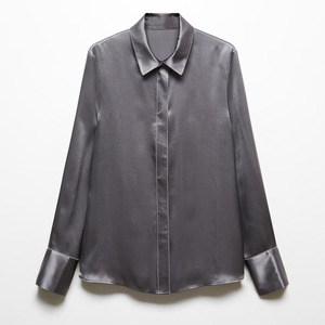 Camisa de Satén de Seda para Hombre, Blusa Formal de Manga Larga, Transpirable, Fluorescente Reflectante, Informal - Product Image 6