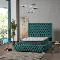 Base de lit king-size double de luxe moderne européenne avec rangement et canapé-lit rembourré