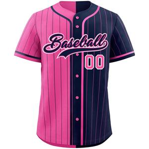 Maillot de baseball personnalisé boutonné tissu en maille coupe pro chemise de softball à séchage rapide matériel de broderie lettres en sergé look jeunesse américaine - Product Image 3