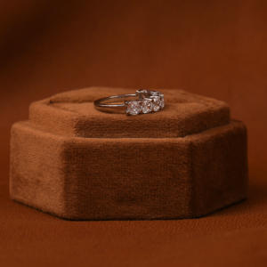 Luxurious 14KT White Gold Plated Bridal Wedding Band Cushion Cut 7 Stone Lab Grown Diamond Anniversary Gift <b>for</b> <b>Girl</b> - Product Image 5