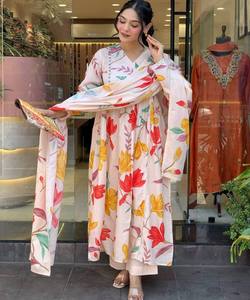 TRENDING CHINON SECUENCIA MULTI HILO BORDADO TRABAJO ANARKALI VESTIDO CON DUPATTA NOVIA PRECIO AL POR MAYOR ROPA ÉTNICA - Product Image 3