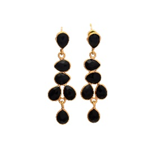 มาใหม่สีดำนิลพลอย925สเตอร์ลิงลูกแพร์รูปร่างต่างหูเงิน - Product Image 1