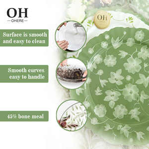 Assiette de service en céramique à bordure en dentelle, 12 pouces, style européen, articles ménagers, vaisselle, ensemble d'assiettes à dîner, <span class=keywords><strong>vert</strong></span> clair, floral, porcelaine - Product Image 6