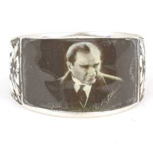 Bague en argent sterling 925 pour homme avec photo de Kemal Atatrk, bijoux culturels de collection - Product Image 4