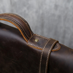 Vintage Genuine Leather Laptop Messenger Protective Shoulder Bag Durable Office Use Zipper Closure - Product Image 5
