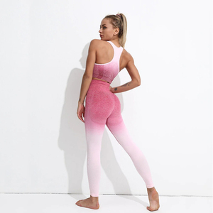 Vente en gros ensemble de yoga 8 pièces pour femmes respirantes et solides vêtements de fitness avec soutiens-gorge de sport vestes leggings - Product Image 2