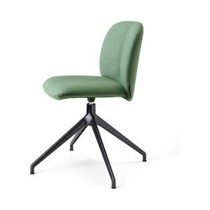 Upholstered Swivel <b>Chair</b> with Padded Fabric Shell, Armless, <b>Black</b> Four-Spoke Base for Meeting Room and <b>Office</b>, Made in Italy - Product Image 2