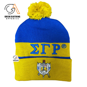 High Quality Wholesale Sigma Gamma Rho Acrylic Gold Custom Beanies <b>Hats</b> Embroidery Logo Custom <b>Winter</b> <b>Hats</b> for <b>Women</b> - Product Image 6