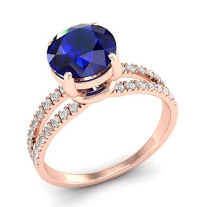 REYES Élégante bague de fiançailles solitaire en or 14K avec pierre précieuse saphir bleu pour femme, mariage et anniversaire. - Product Image 2