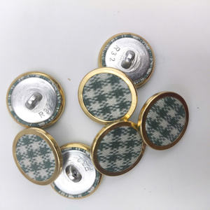 New Luxury product 32L Green and <b>White</b> Stripes Fabric Covered Aluminum <b>Button</b> with Bronze Border - Product Image 2