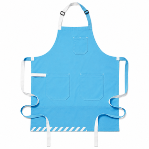 Delantal de Cocina 100% Algodón, Sin Mangas, Ecológico, Azul, Cintura Ajustable, 3 Bolsillos, Estilo Simple, para Uso Diario - Product Image 1